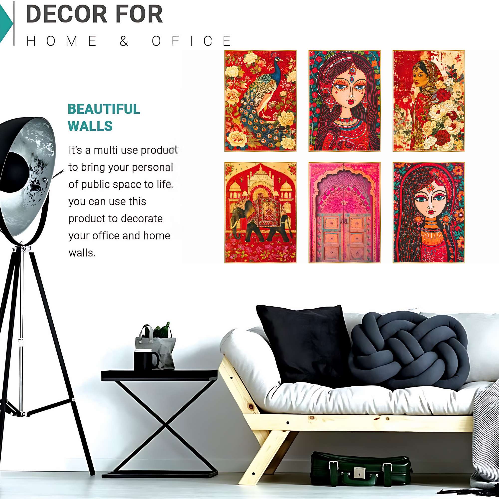 Set of Six Wall Paintings for Wall Dacoration Golden Framed Wall Paintings for Living Room & Bedroom Wall Art for Home Decoration & Office Wall Décor (13x10 inch CH-GD6-5) - Image 3